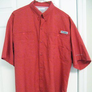 Columbia PFG Tamiami Short Sleeve Shirt Sunset Red